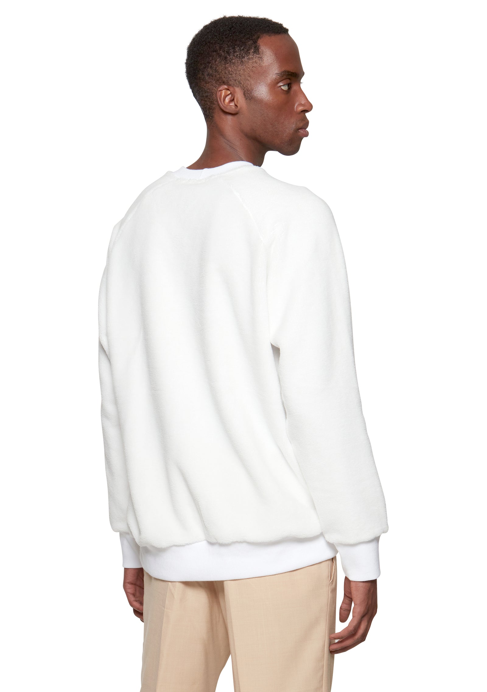 White & Blue Embroidered Fleece Sweatshirt