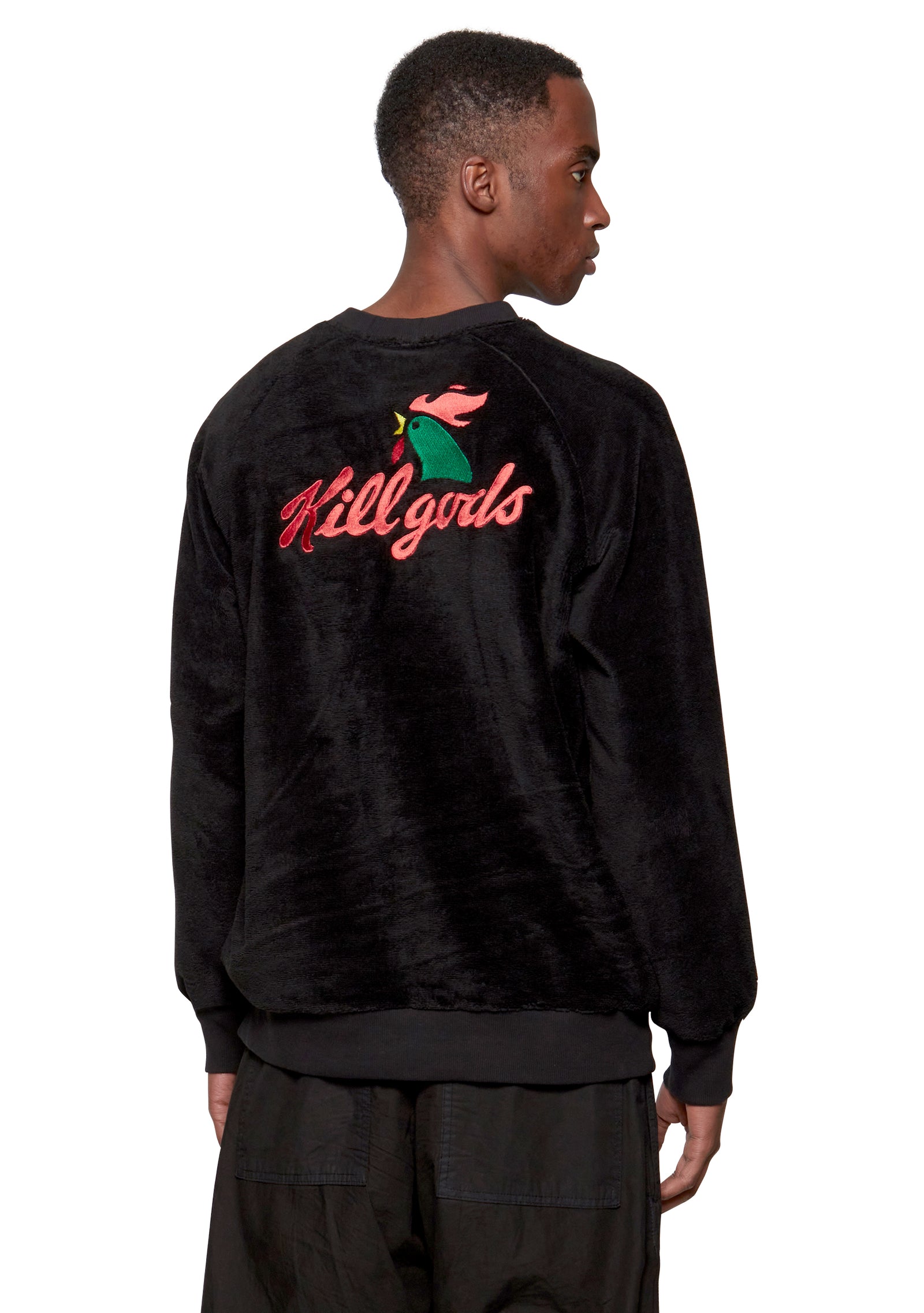 Black & Multicolor Embroidered Fleece Sweatshirt