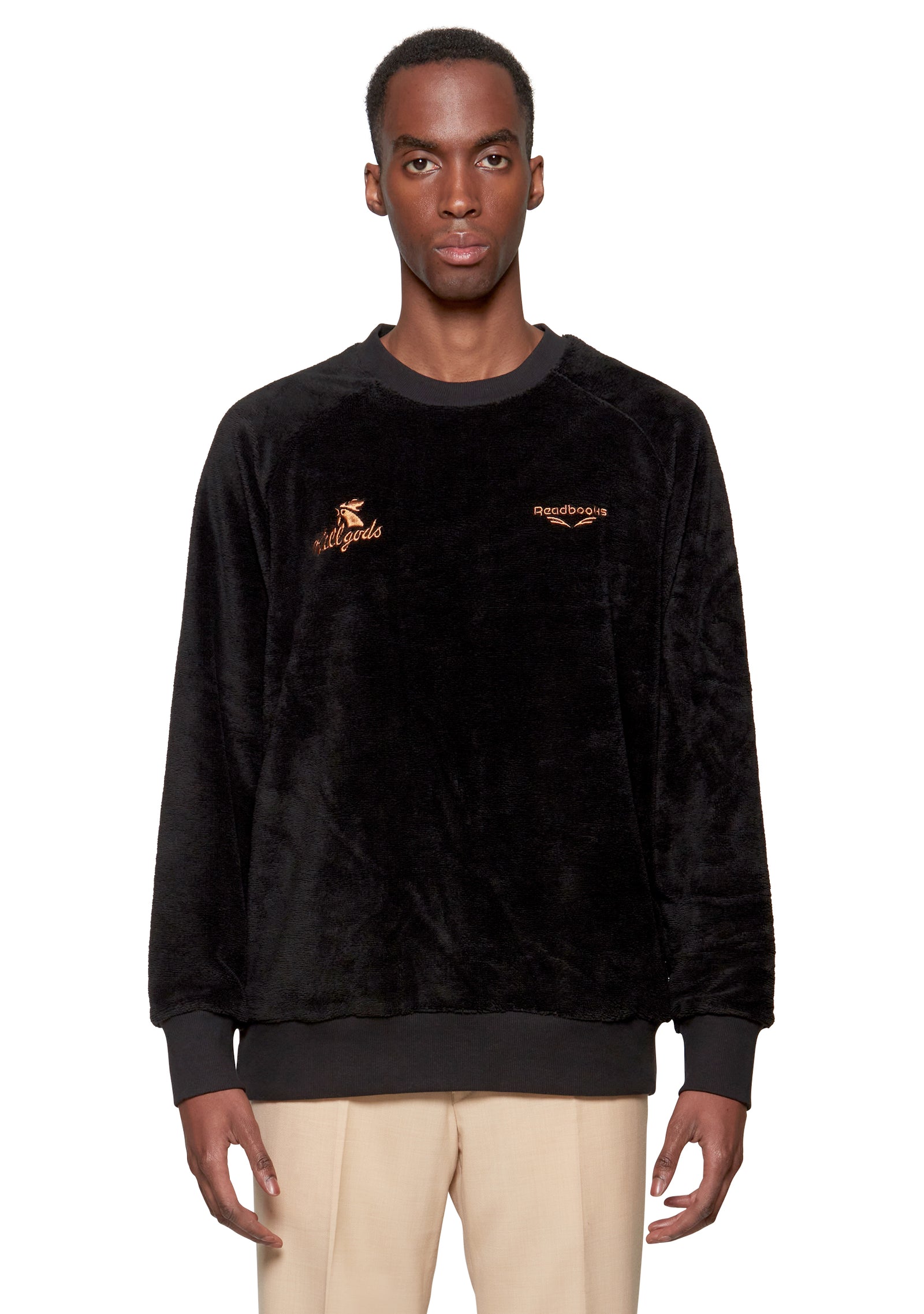 Black & Brown Embroidered Fleece Sweatshirt